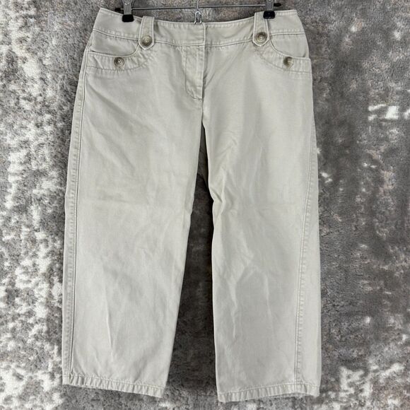 Ann Taylor Size 6 Cropped Button Straight Leg Pants Gray Zip Casual Pockets - Picture 1 of 10